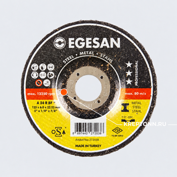 EGESAN Отрезной круг STEEL 230x6x22мм, А24 R BF,угл.сталь, металл (шлифовальный) 10шт/уп